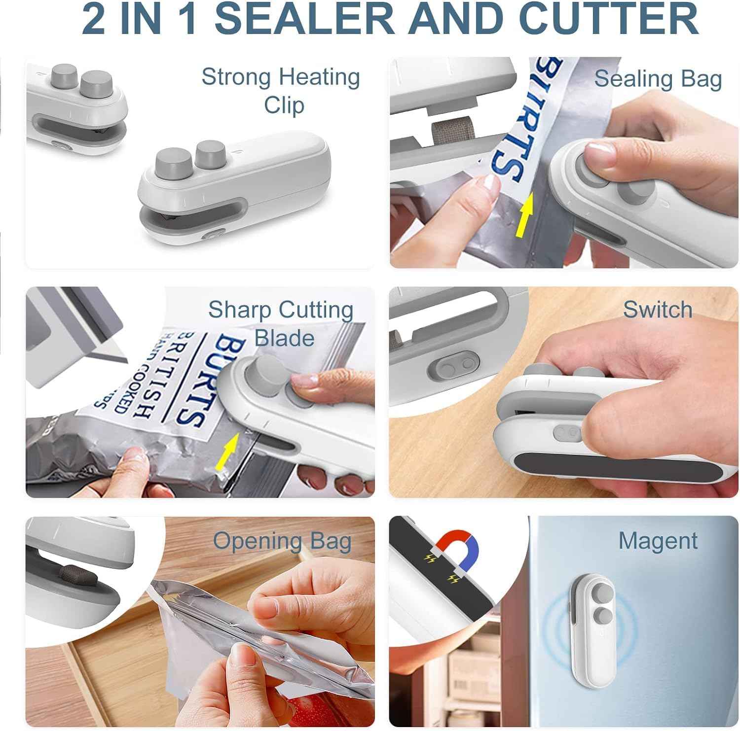 2-in-1 USB Heat Sealer & Cutter – Magnetic Tool