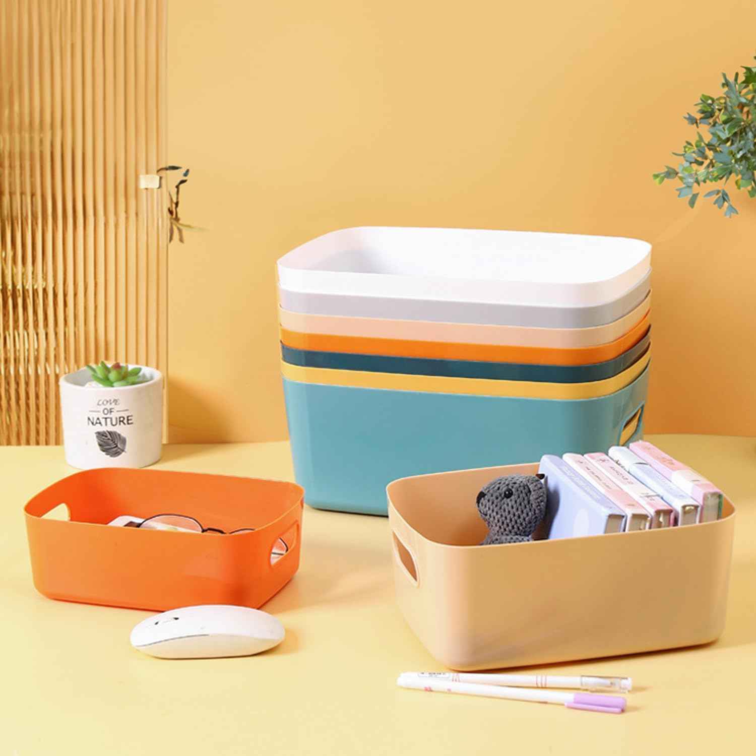 3-Piece Plastic Storage Baskets – Colorful Organizer