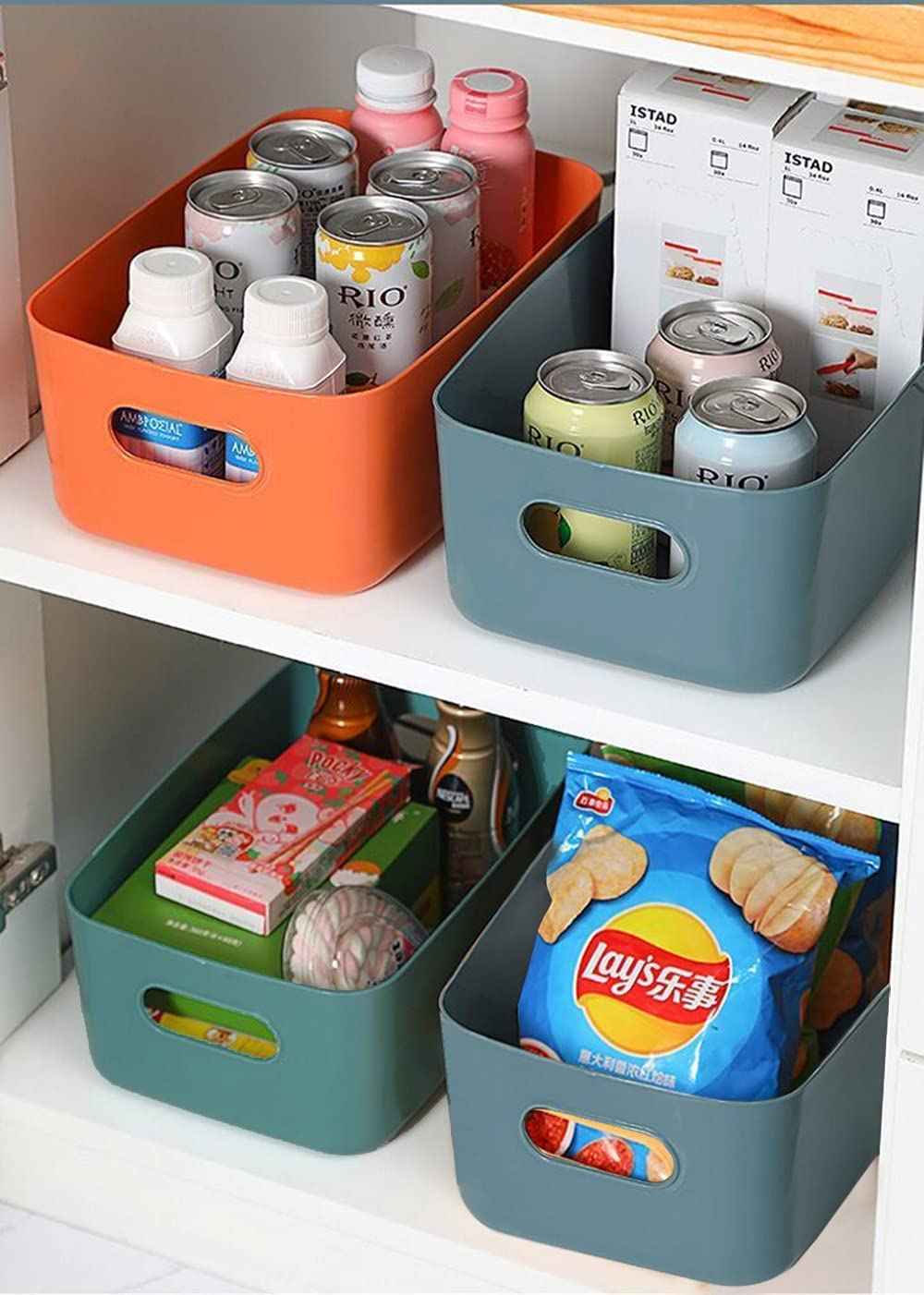 3-Piece Plastic Storage Baskets – Colorful Organizer