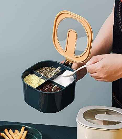 4-Compartment Spice Box – Kitchen Condiment Jar