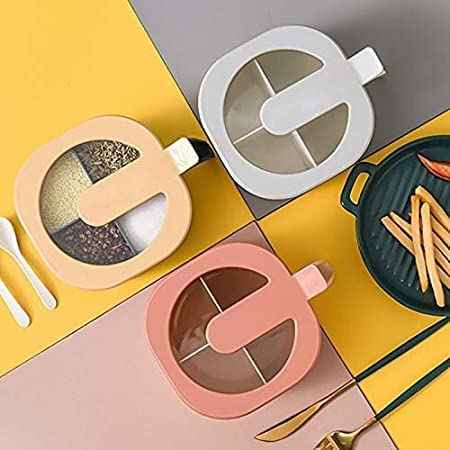 4-Compartment Spice Box – Kitchen Condiment Jar