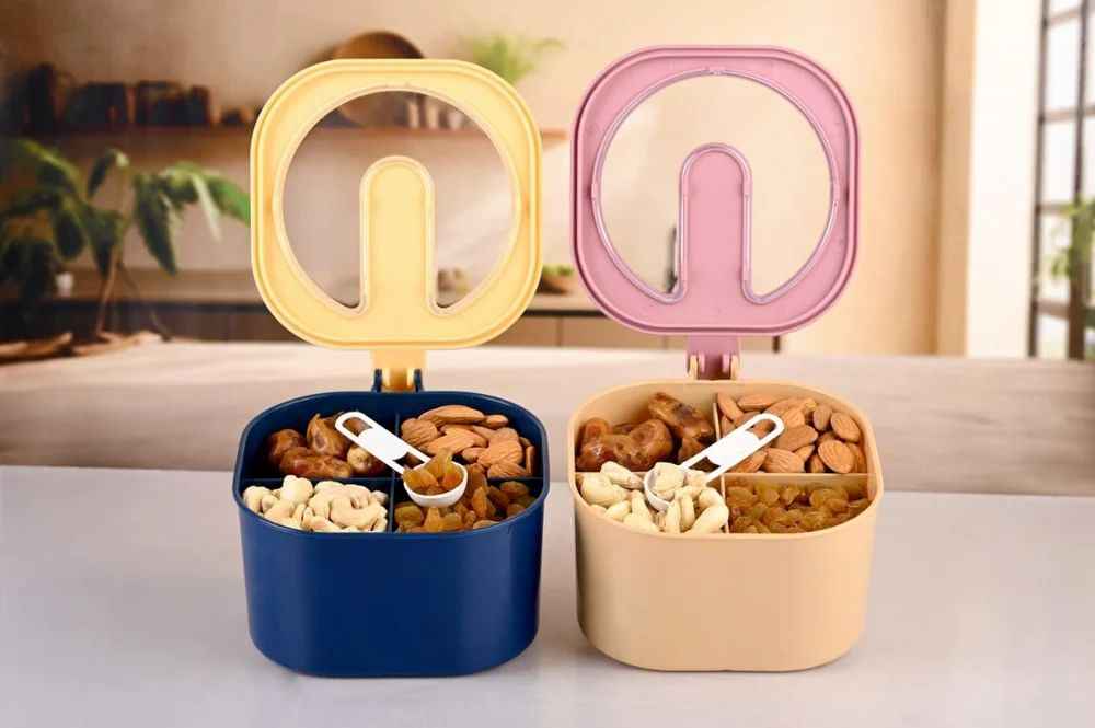 4-Compartment Spice Box – Kitchen Condiment Jar