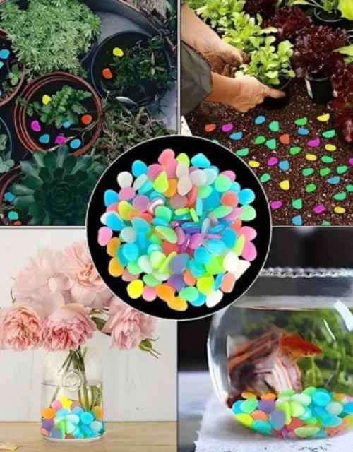 Glow in the Dark Decorative Stones – 100 Luminous Pebbles