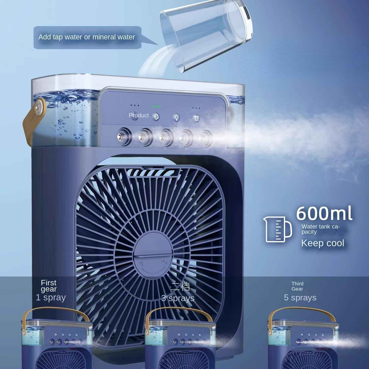 Portable Mini Air Cooler – Humidifier & Mist Fan