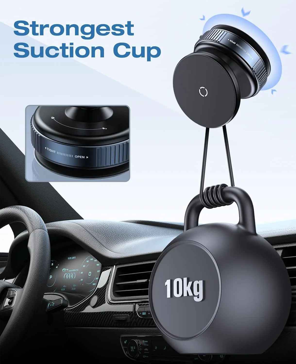 Magnetic 360° Rotating Vacuum Phone Mount for Car & Desk