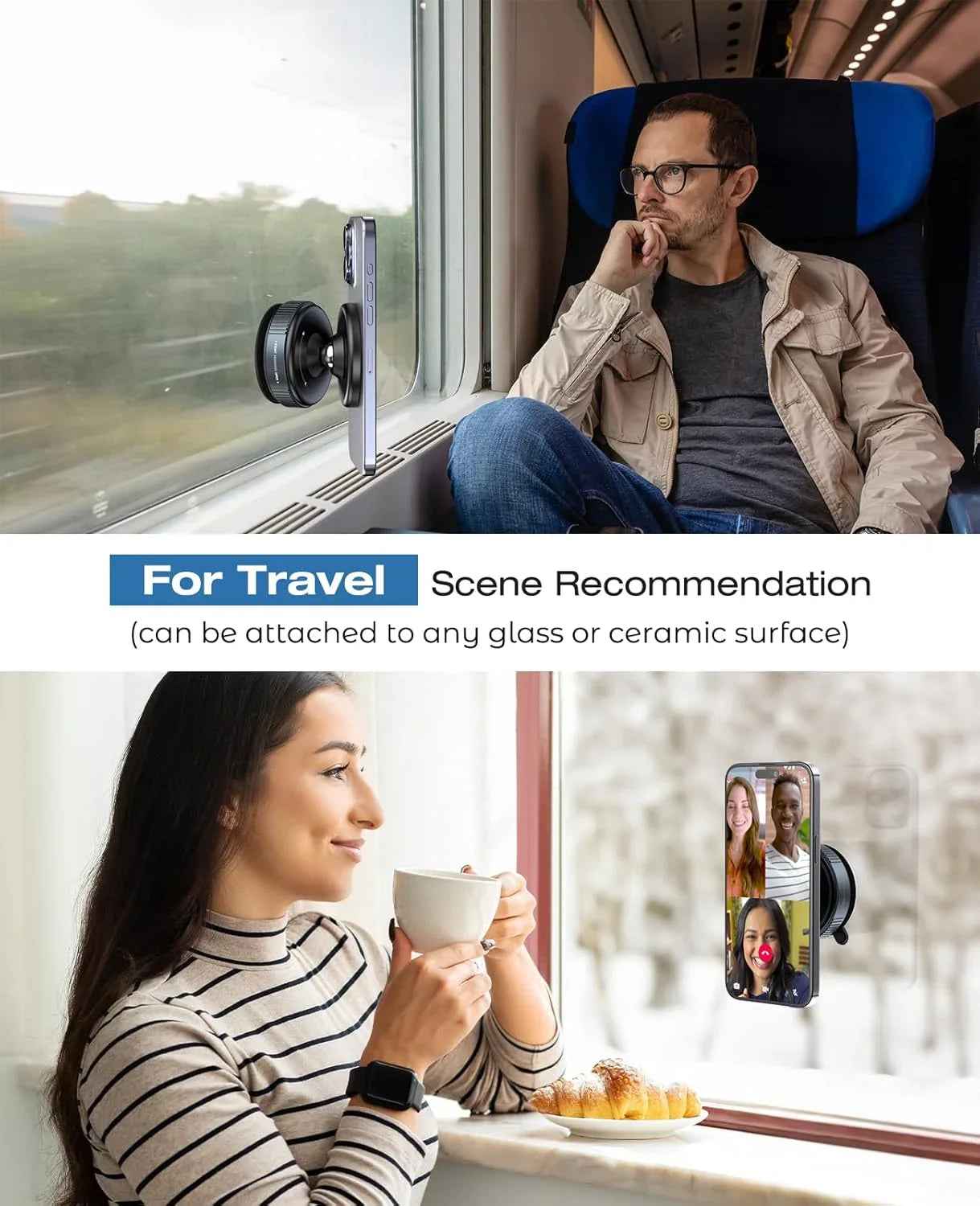 Magnetic 360° Rotating Vacuum Phone Mount for Car & Desk