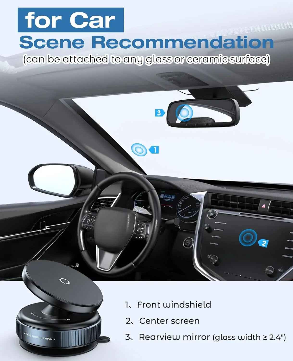 Magnetic 360° Rotating Vacuum Phone Mount for Car & Desk