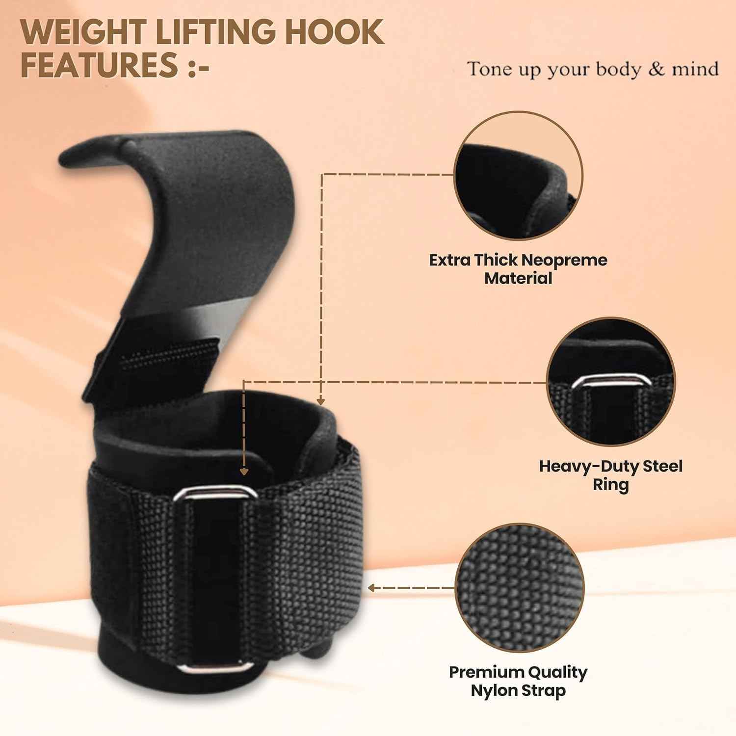 Weight Lifting Rod Hooks – Wrist Support (Pair)