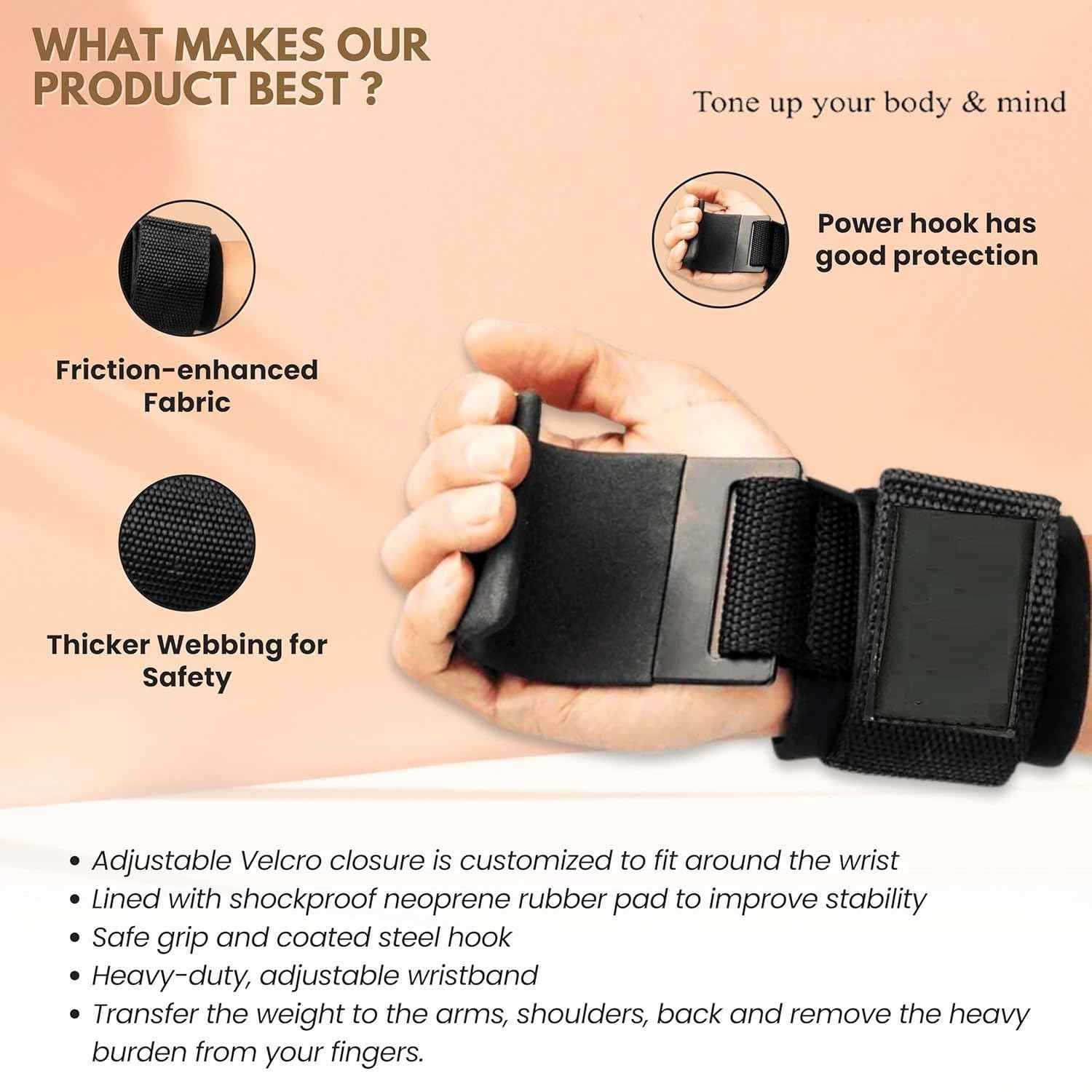 Weight Lifting Rod Hooks – Wrist Support (Pair)