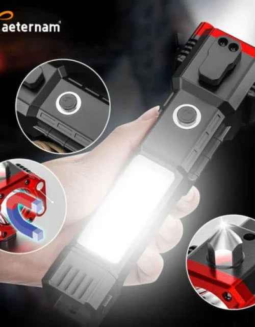 Zoomable Power Bank LED Torch – Emergency Hammer